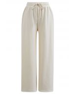 Pantalon de détente confortable à doublure en velours en crème