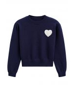 Pull en tricot confortable Sweet Heart en bleu marine