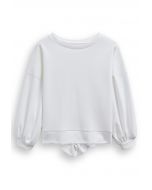 Sweat-shirt en coton avec nœud au dos, blanc