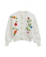 Cardigan tricoté à la main à fleurs au point délicat