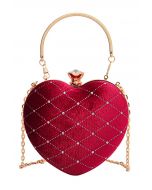 Pochette coeur en velours haut de gamme en forme de diamant en rouge