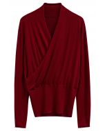 Haut cache-cœur en tricot Effortless Elegance en rouge