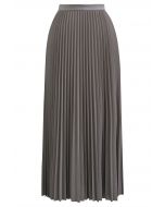 Glimmer Accordion Pleated Maxi Skirt in Taupe