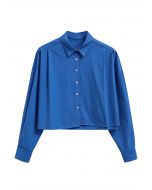 Chemise courte boutonnée chic en bleu