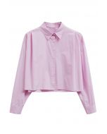 Chemise courte boutonnée chic en rose