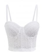 Haut court bustier orné de perles