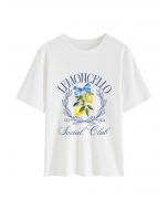 T-shirt col rond imprimé branche de citron