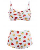 Ensemble bikini imprimé fruits en blanc