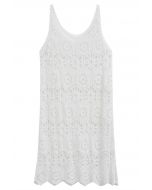 Robe cache-maillot bohème découpée au crochet en blanc