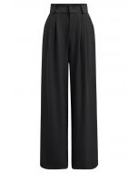 Pantalon droit taille haute en noir