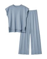 Ensemble haut sans manches et pantalon droit Daily Comfort en indigo