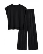 Ensemble haut sans manches et pantalon droit Daily Comfort en noir