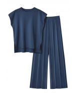 Ensemble haut sans manches et pantalon droit Daily Comfort en bleu marine