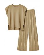 Ensemble haut sans manches et pantalon droit Daily Comfort en beige