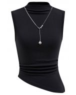 Haut asymétrique sans manches orné d'un collier détachable en noir