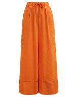 Pantalon Palazzo Confort en Lin Mélangé en Orange