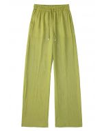 Pantalon Breezy en coton à jambe droite, vert citron