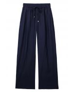 Pantalon droit Breezy en coton, bleu marine