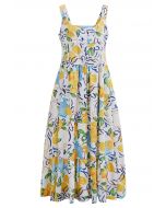 Adored Vibe - Robe caraco boutonnée imprimée citron