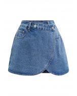 Jupe-short moderne en jean avec poche à rabat en bleu