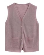 Gilet boutonné avec poche plaquée en mauve