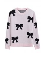 Pull en tricot jacquard noir avec nœud papillon