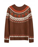 Pull en tricot à manches longues Pumpkin Delight en marron