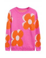 Pull en tricot jacquard Flowering Day en rose vif