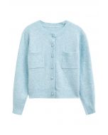 Cardigan boutonné en tricot avec poches plaquées Toasty en bleu bébé