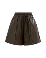 Short en similicuir avec cordon de serrage Urban Chic en chocolat