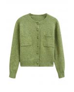 Cardigan boutonné en tricot avec poches plaquées Toasty en vert mousse