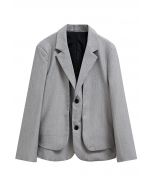 Faux blazer boutonné deux pièces en gris