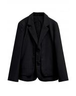 Faux blazer boutonné deux pièces en noir