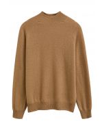 Pull col montant en laine avec fil métallique intégral couleur caramel