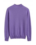 Pull col montant en laine avec fil métallique intégral en violet