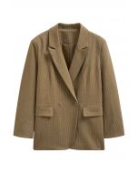 Blazer oversize à épaules rembourrées et rayures Everlasting en camel