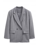 Blazer oversize à épaules rembourrées et rayures Everlasting en gris