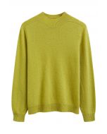 Pull en laine à manches longues et col montant, réconfortant, couleur citron vert