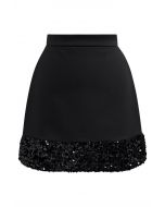 Mini-jupe à ourlet pailleté Shine Glamour en noir