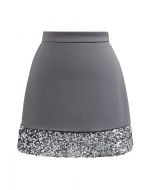 Mini-jupe à ourlet pailleté Shine Glamour en gris