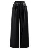 Pantalon en similicuir avec cordon de serrage City Stroll en noir