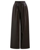 Pantalon en similicuir marron City Stroll avec cordon de serrage