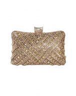 Pochette fantaisie avec superposition de strass en champagne