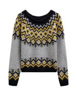 Pull en tricot Fair Isle Nordic Charm en gris