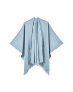 Poncho à ourlet frangé et poche Whisper Soft en bleu