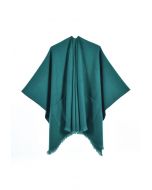 Poncho à ourlet frangé et poche Whisper Soft en vert