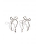 Boucles d'oreilles en forme de nœud avec strass en argent