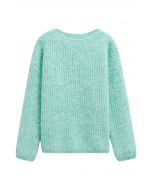 Pull en tricot côtelé de couleur unie en menthe