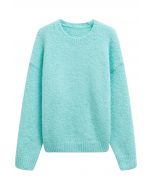 Pull en tricot doux et côtelé en menthe