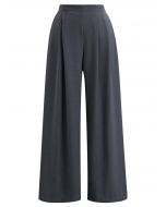 Pantalon Palazzo à plis boutonnés et élégant sans effort en gris